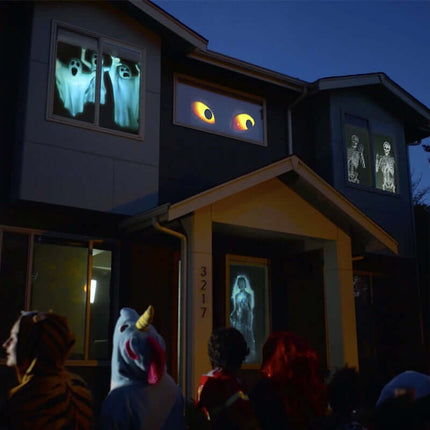 Fönsterprojektor med LED-ljus för Halloween & Jul - Hemmafilmvisningar och DJ-Showe