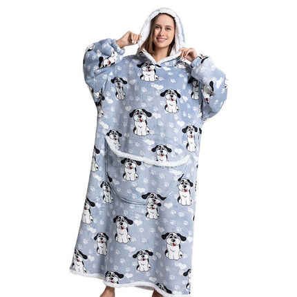 Lång Mysig Pyjamas med Huva & Värmande Ficka