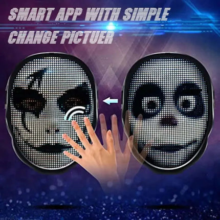 LED Smart Mask - Skapa Magiska Ögonblick med 45 Dynamiska Halloweenbilder